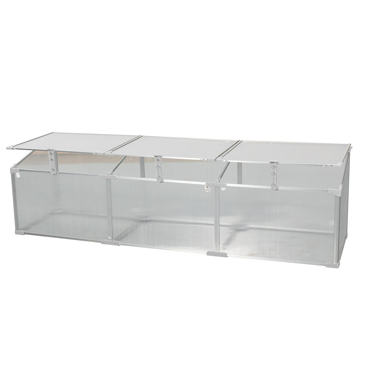 Silver Polycarbonate Greenhouse for Outdoors in Winter with Aluminium Frame and Openable Top