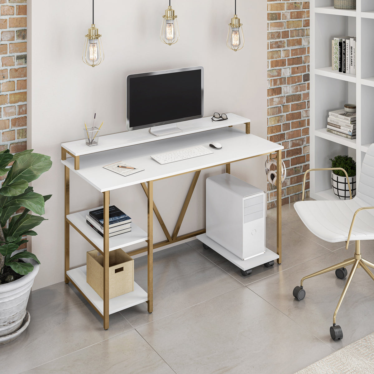 Industrial Writing Desk, Gold