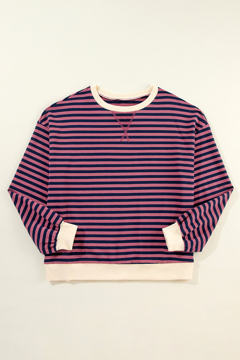 Green Stripe Contrast Edge Oversized Sweatshirt