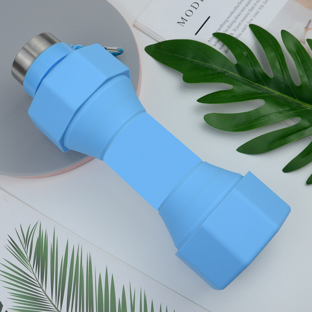 Large Capacity Sports Silicone Water Bottle Creative Foldable Fitness Dumbbell Shape - Eloy Royal