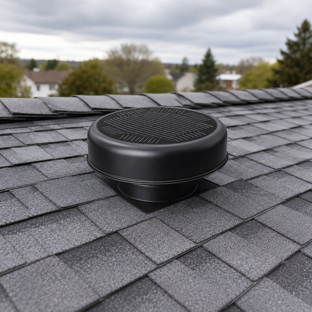 12' Flush Mount Round Solar Roof Vent Fan,30W Dual Power Black Attic Exhaust Fan,3-Speed Remote & 25°C Auto Ventilation,1200 CFM,MPPT Controller Solar Ventilator Solar Vent for Attic Garage