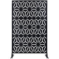 Outdoor & Indoor Privacy Screen Metal Privacy Screen 76' H×48' W, Freestanding Decorative Privacy Screen for Deck Balcony Patio, Privacy Fence Panels for Outside Lawn Garden PS118 BLACK