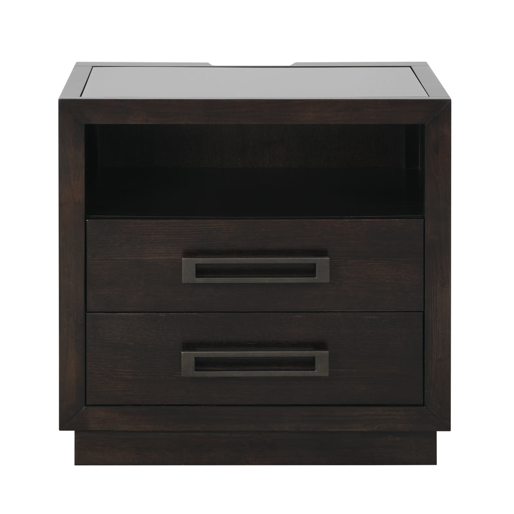 Nightstands Bedroom Engineered Wood Modern Charcoal Set of 2