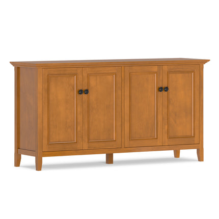 Amherst Wide 4 Door Storage Cabinet in Light Golden Brown Pine with Transitional Style and Adjustable Interior Shelves