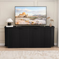 63'Wavy Storage Sideboard, Double-Door Buffet Cabinet with Adjustable Shelves, Suitable for Kitchen, Living Room, Hallway - Versatile Storage (Black)