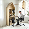 Folding Craft Desk with Storage Shelves, Convertible Hideaway Desk to Bookshelf, Foldable Desk with Storage, Disappearing Desk for Small Spaces, Multifunctional Converted Craft Table, Vanity Desk
