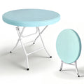31.5' Round Folding Table, Cocktail Table, Bistro Table, Easy to Set Up for Outdoor Party, Wedding Event, Cafes, Backyard Blue