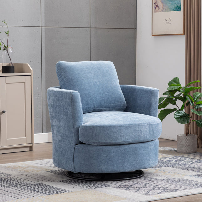 31.9 in W Chenille Swivel Accent Barrel Chair and Comfy Round Accent