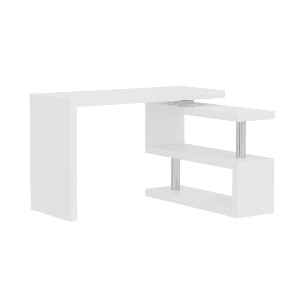 Modern 47'L Swivel Top Desk-High Gloss White - Eloy Royal