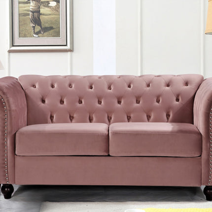 Chesterfield Crushed Velvet Accent Chair, Button Tufted Single Sofa Chair with Rolled Arms, Wood Tapered Legs, High Density Foam Spring Support, Comes with Matching Bolster