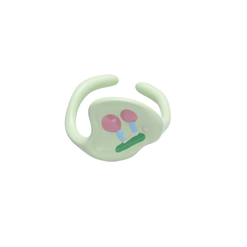 Enamel Cartoon Cute Shape Pearl Surrounding Design Ring