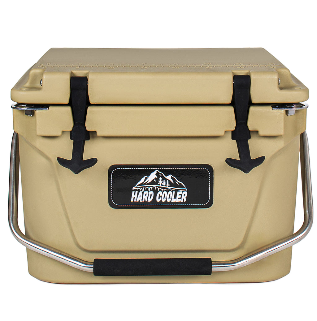 20 Quart Khaki Cooler, Ultra-Tough Hard Shell Ice Chest – Compact Portable Cooler Keeps Ice Up to 5 Days for Outdoor Adventures, Work, Beach & Boating
