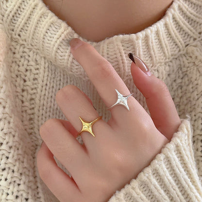 Simple 925 Sterling Silver Star Ring Personality