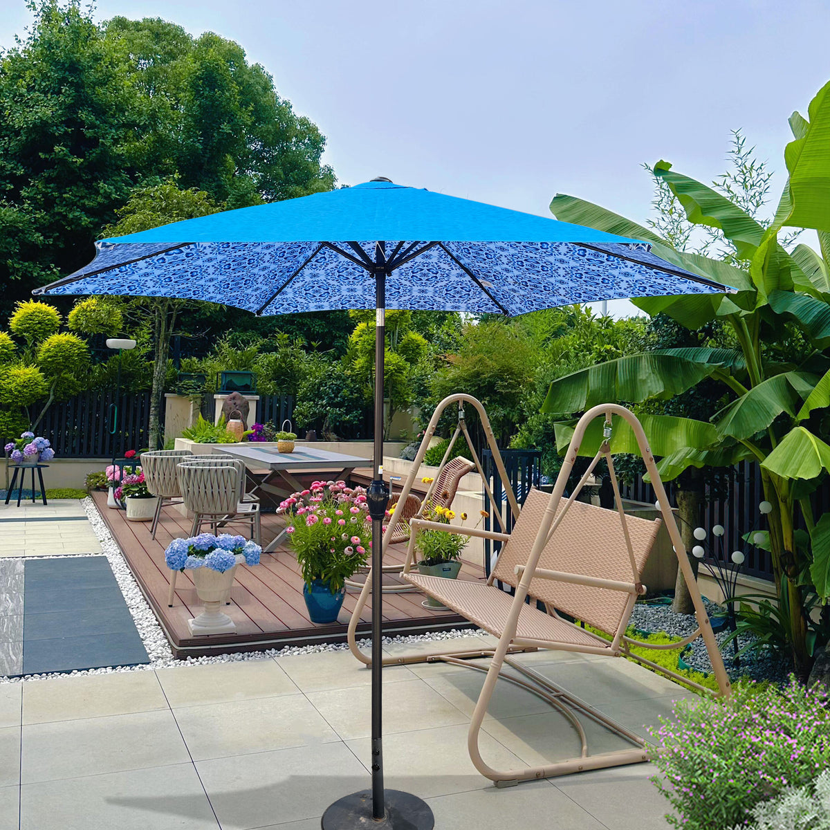 9FT UMBRELLA Ice Pattern + Blue