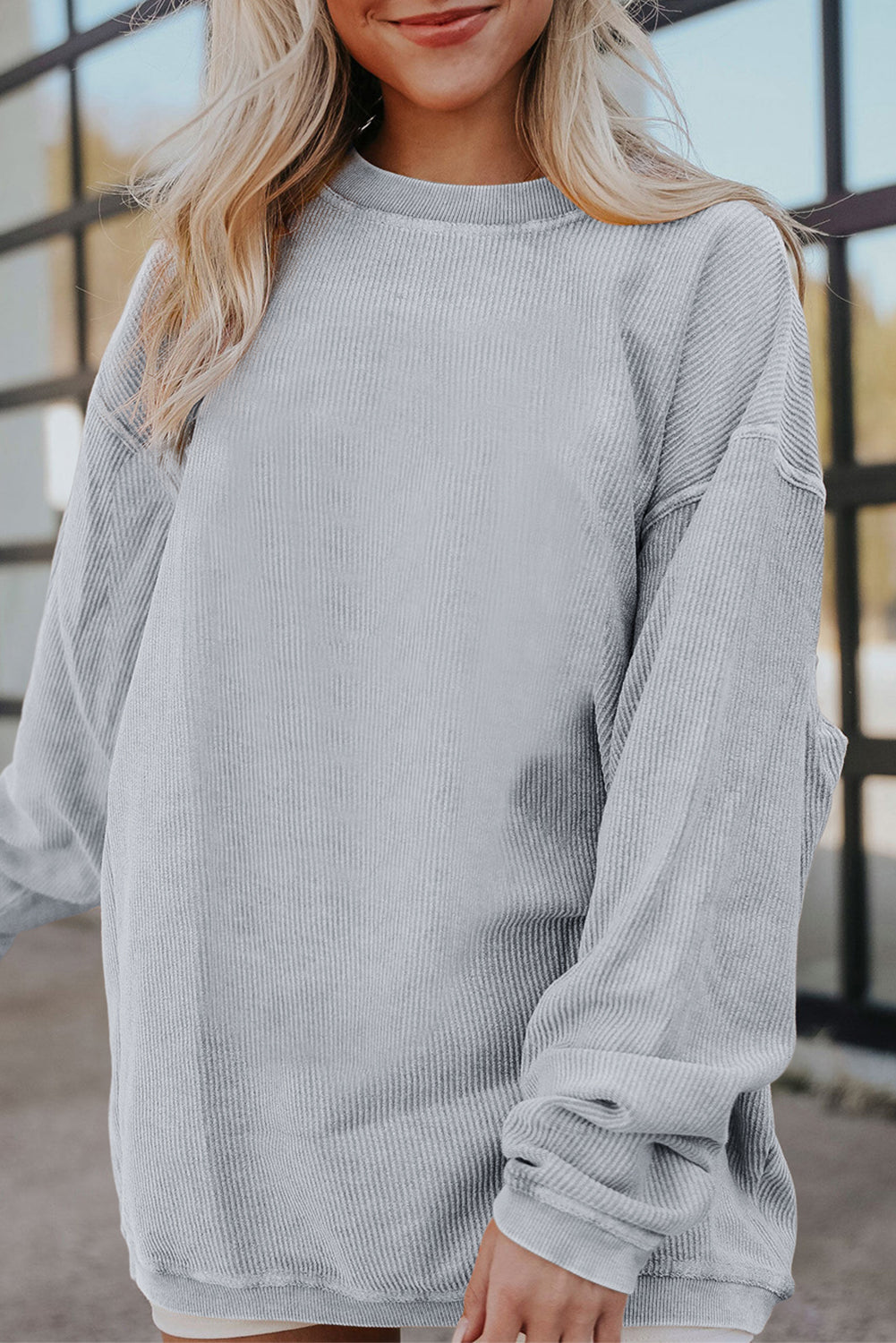 Dark Grey Drop Sleeve Ribbed Oversized Sweatshirt - Eloy Royal