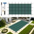 Inground Pool Safety Covers, Rectangular Winter Pool Cover for Swimming Pools, High Strength Mesh PP, Included Installation Tools,Green, Fit 16x32ft Pools