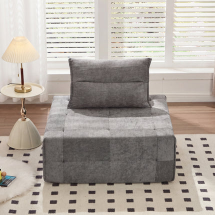 Deep Seat Modular Sectional Sofa with Adjustable Backrest – 39.37' Chenille Compressed Couch for Living Room, Bedroom, Lounge (1 Piece) ,Grey.
