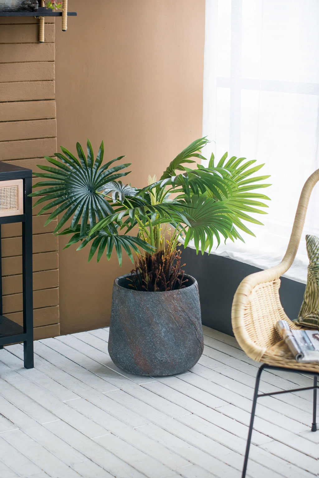 14.2x14.2x13.4' Cement Planter Large, Indoor Outdoor Garden Functional Decor