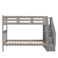 Aramintah Twin over Twin Bunk Bed with Storage and Guard Rail, Grey