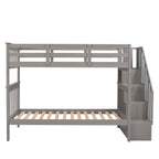 Aramintah Twin over Twin Bunk Bed with Storage and Guard Rail, Grey