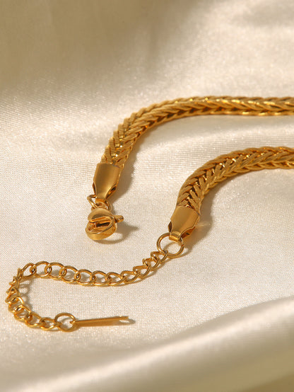 Gold Woven Twist High-grade Simple All-match Fashionable Stainless Steel Plated Non-fading Necklace