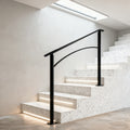 Handrails for Outdoor Steps, Fit 1 or 3 Steps Outdoor Stair Railing, Black Wrought Iron Handrail, Flexible Front Porch Hand Rail, Transitional Handrails for Concrete Steps or Wooden Stairs