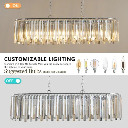 Modern Oval Crystal Chandelier Luxury Home Decor Fixtures - No Bulbs Unavailable Platform- Temu - Eloy Royal