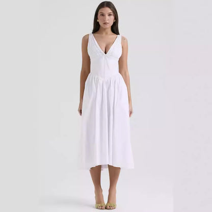 Women's Summer French Seaside Vacation Waist-tight Temperament Long Dress