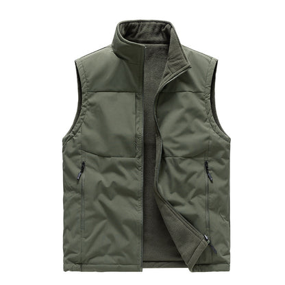 Men's Double-sided Fleece Vest Winter Warm Loose Sleeveless Tank Outdoor Workwear Vest Clothing