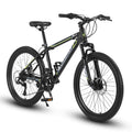 S24102  24 Inch Mountain Bike Boys Girls, Steel  Frame, Shimano 21 Speed Mountain Bicycle with Daul Disc Brakes and Front Suspension MTB