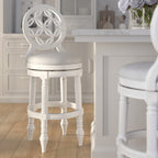 Tiffany 31' Wood Bar Stool with Back and Swivel Upholstered Seat, Farmhouse White