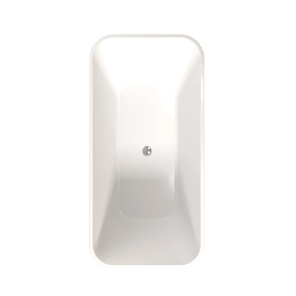 59'Rectangle Linear Acrylic Freestanding Bathtub Stand Alone Soaker Tub, Glossy White Acrylic, POP-UP Chrome Drain, cUPC Certified, - Eloy Royal