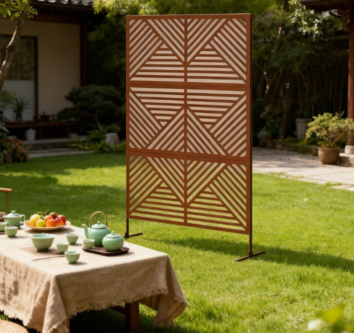 Metal Outdoor Privacy Screen,Decorative Privacy Fence Screen,Climbing Plant Trellis with Stand