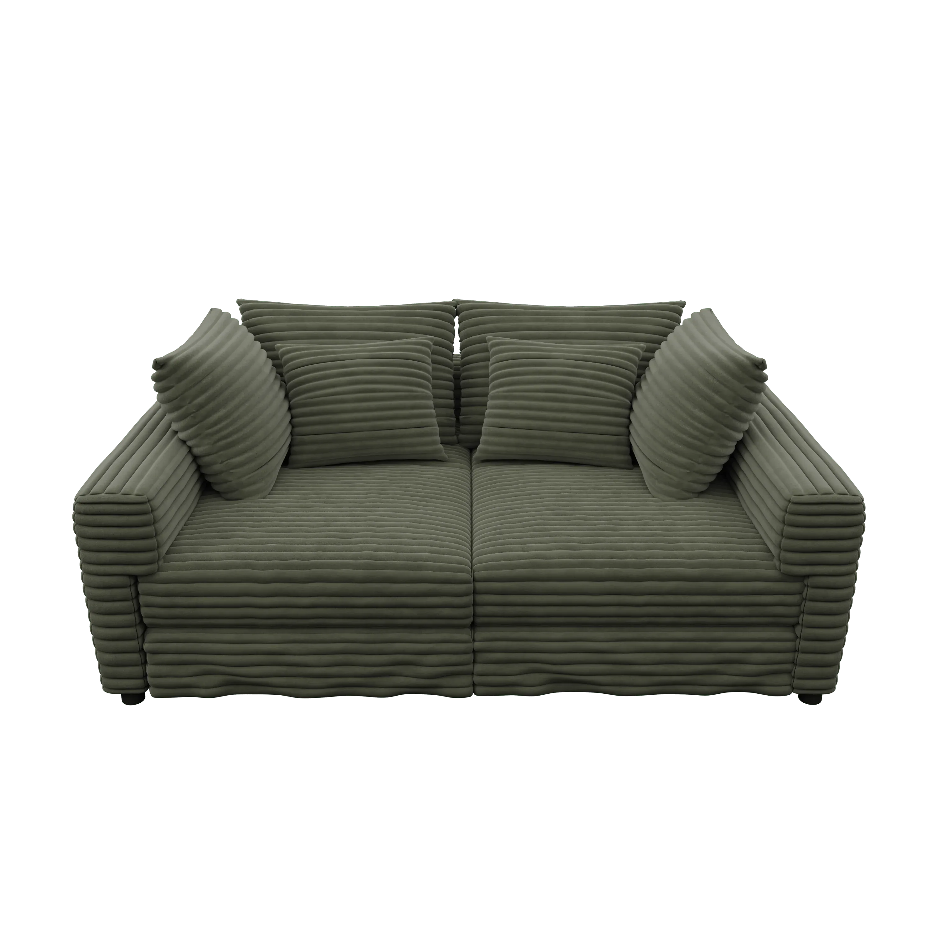 102.4 'Plush Corduroy 4-Seat Sofa,Modern Comfy Upholstered Sofa Cloud Couch,Deep Seat Couches with Soft Pillows and Movable Ottoman,Convertible Sofa Lounge Chair,for Living Room,Apartment,Office,Green - Eloy Royal