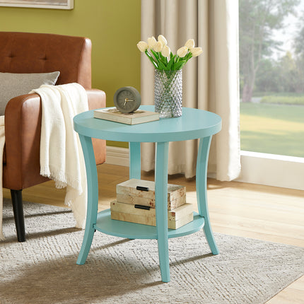Perth Contemporary Oval Shelf End Table, Teal