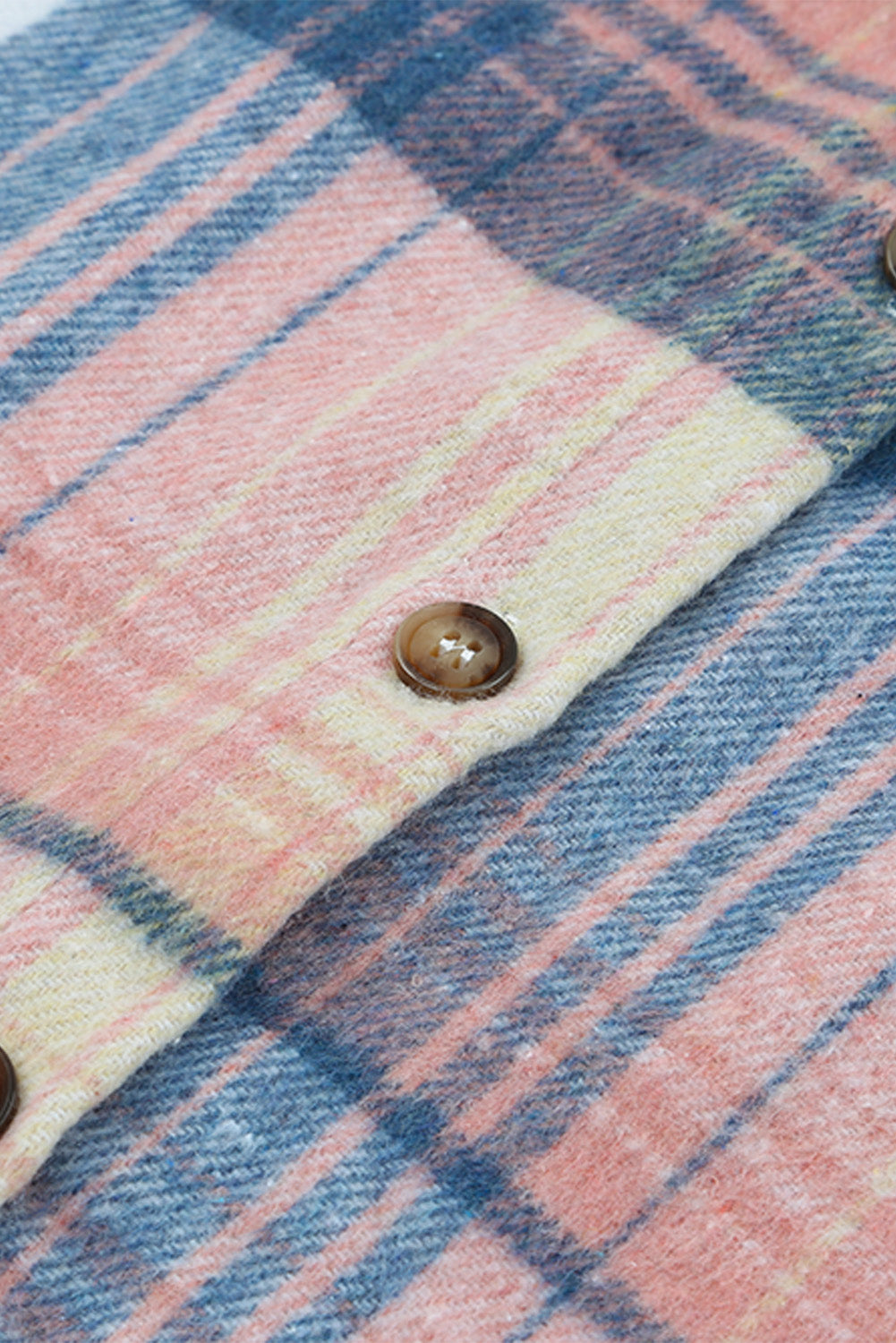 Pink & Grey Plaid Button Up Collared Flannel Shacket - Eloy Royal