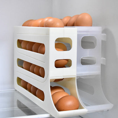 Refrigerator 4-Layer Automatic Egg Roller Sliding Egg Tray Refrigerator Side Door Large Capacity Holder Egg Storage Box Kitchen Gadgets - Eloy Royal