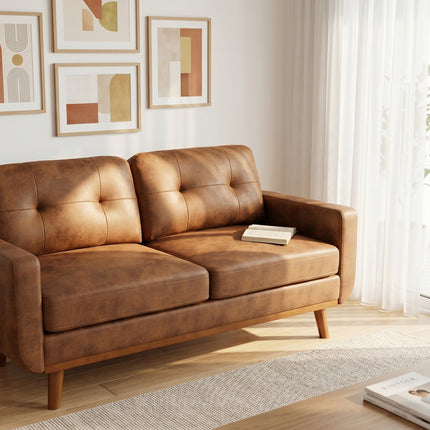 65-inch Modern Minimalist Two-Seater Sofa, featuring breathable Foil fabric and solid wood legs