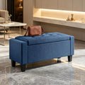 36.6 Inch Tufted Armrest Storage Ottoman Bench with Wooden Legs for Entryway Bedroom Living Room
