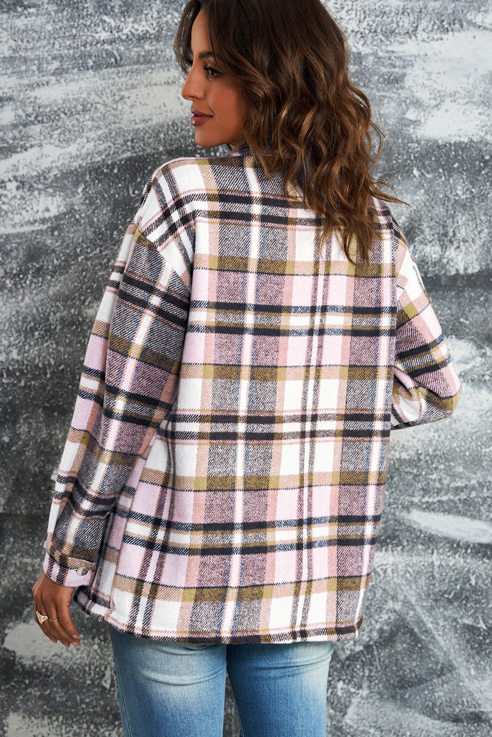 Wholesale Brown Plaid Button Up Long Sleeve Flannel Shacket - Eloy Royal