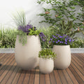 U_STYLE Lightweight Round MGO Outdoor Planter Set-3 Sizes (15.6''/10.74''/7.3''),Large Outdoor Indoor Flower Pots with Drainage Hole,Perfect for Lawn, Patio, Poolside & Indoor Decor