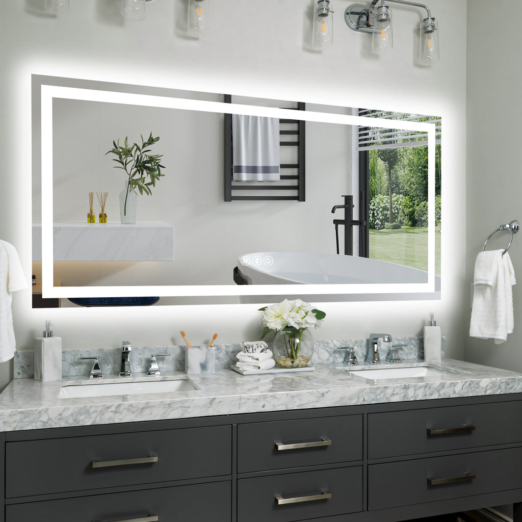 60x28 Inch Frameless LED Bathroom Mirror,Smart Mirror,60' x 28' Bathroom mirror
