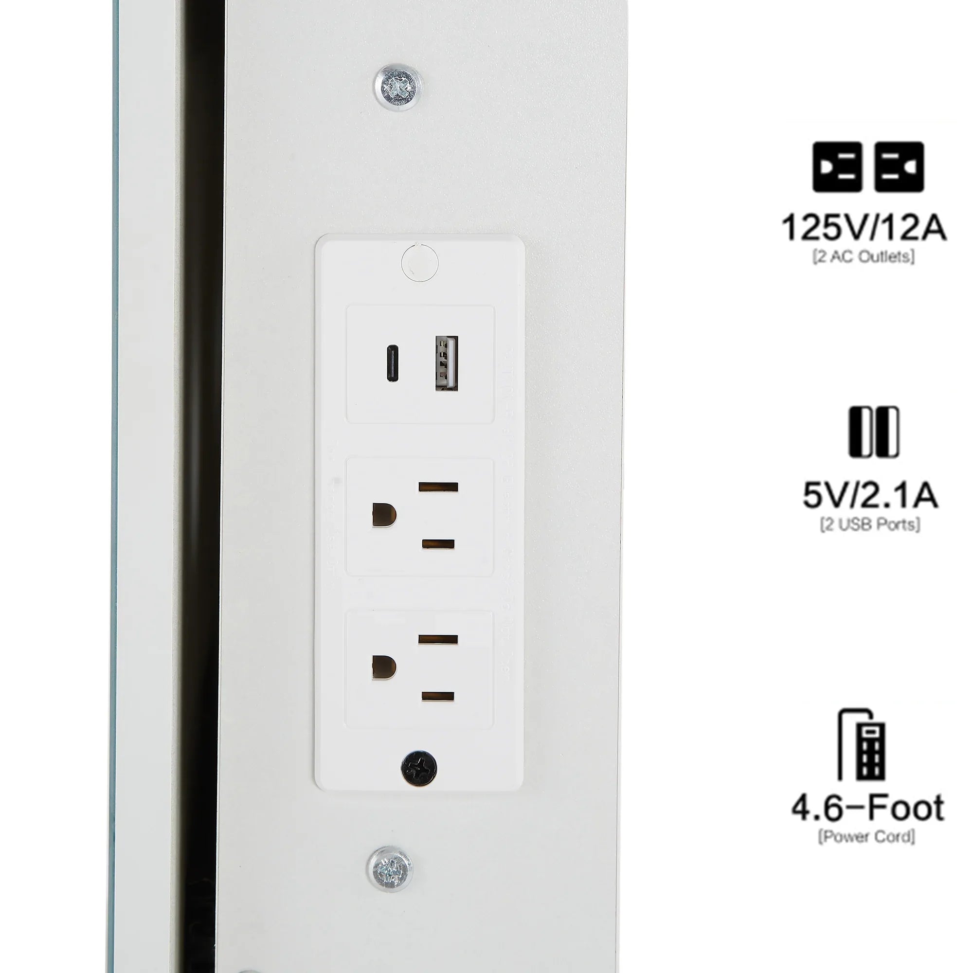 29.2' Small Size Left Drawer Desktop Vanity Table + Cushioned Stool, 2 AC+2 USB Power Station, Hair dryer bracket, Extra Large Touch Control Sliding LED Mirror, Tri-color Switching, Brightness Adjust - Eloy Royal