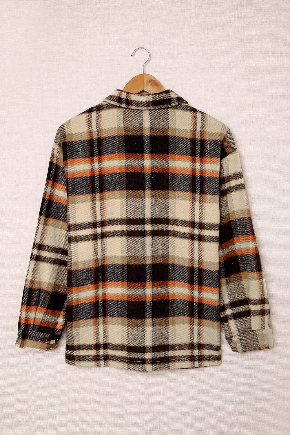 Wholesale Brown Plaid Button Up Long Sleeve Flannel Shacket - Eloy Royal