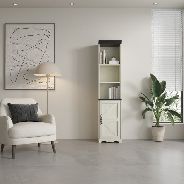 70.86'(180cm) Tall Free Combination Wood Storage Cabinet, Free-Standing Cube Cabinet with 5 Shelves, Living room Bookcase, Bedroom Display Cabinet Bookshelf, DIY Combination To Two Or More PCS Set WHI