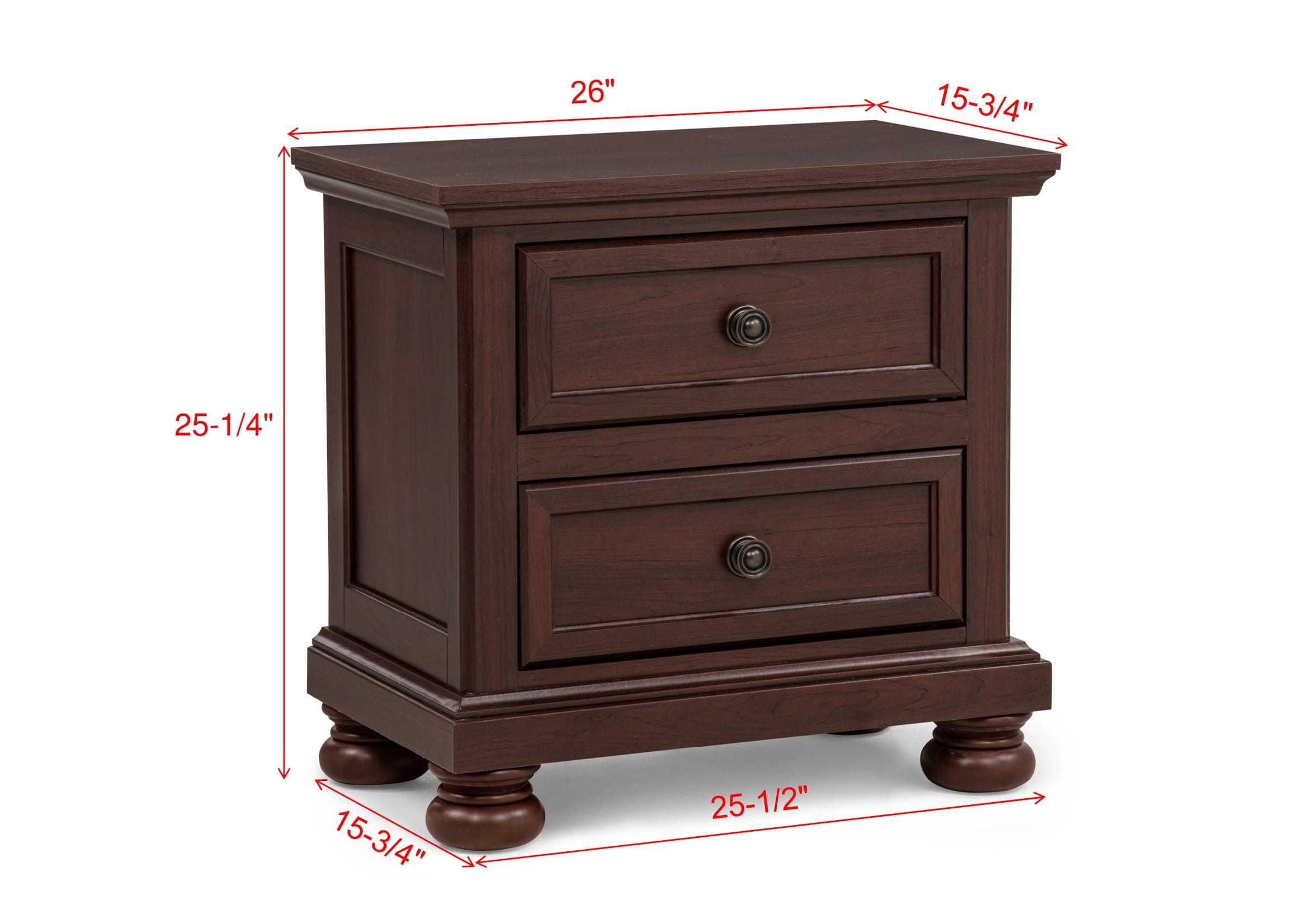 Contemporary 1pc Nightstand Rich Cherry Finish Two Drawer Storage Wooden Bedroom Furniture - Eloy Royal