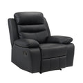 Reclining Chair Black Leather Upholstered Plush Comfort Cushioning Modern Living Room Furniture 1pc Armchair