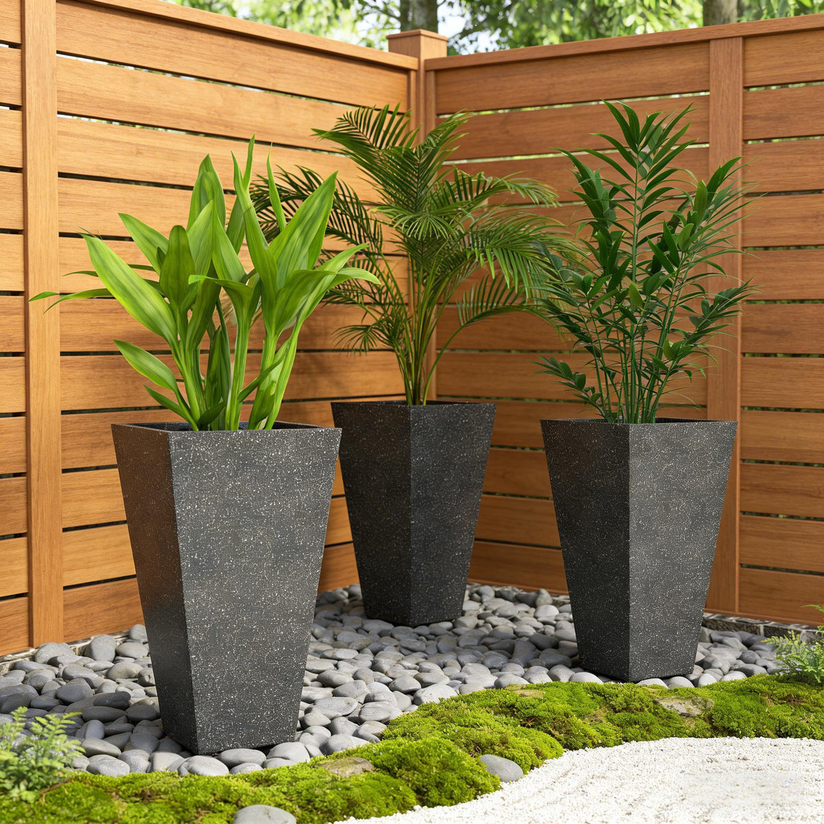 Stackable Taper Planters,Set of 3 Flower Pots,Tall Planters