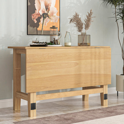 TOPMAX Farmhouse Wood Extendable Dining Table with Drop Leaf for Small Places