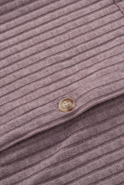 Purple Button Down Raw Hem Ribbed Shirt Shacket - Eloy Royal